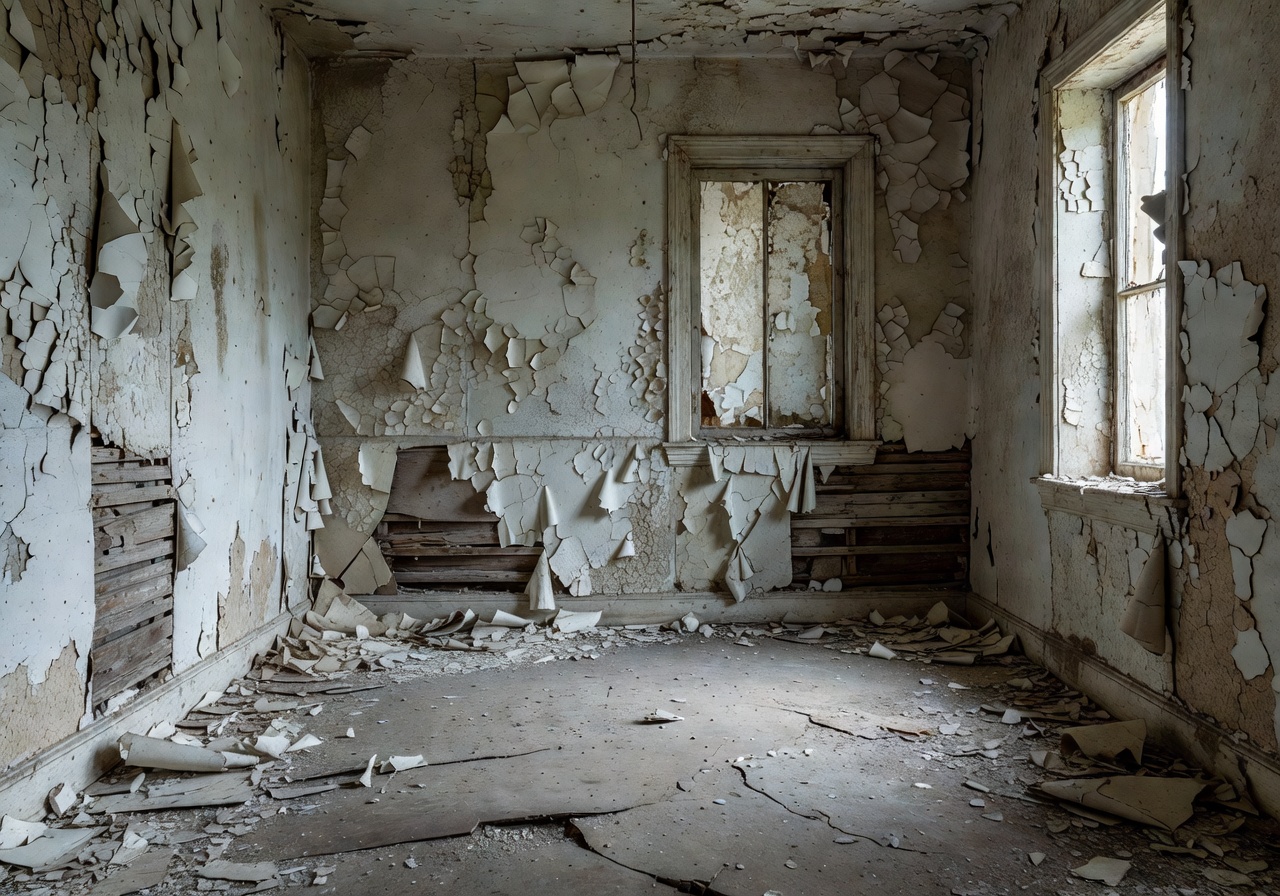 Peeling paint in abandoned room