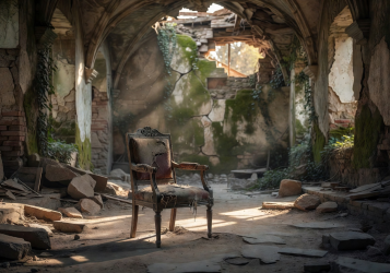 Vintage chair in ruins